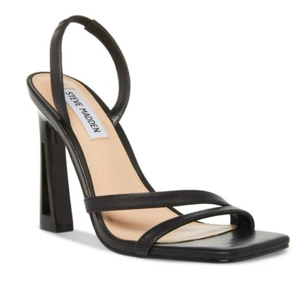 STEVE MADDEN Womens Black Goring Padded Forcee Square Toe Sculpted Heel sz7